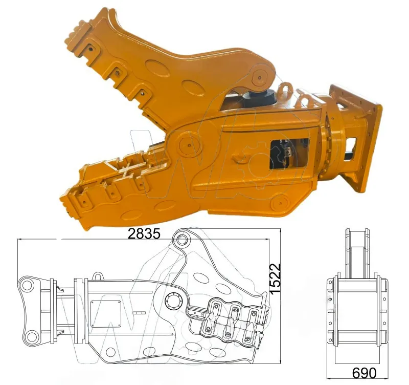 Concrete Breaker Buliding Road Deomolition Concrete Crusher Excavator Rotary Hydraulic Pulverizer for Volvo Ec220d