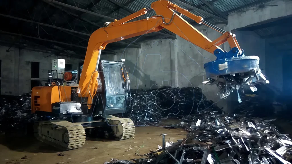 Excavator Attachment 1 1m 1 5m Hydraulic Magnet Electro Lifting Magnet Crane Metal Scrap Magnet for Construction Demolition and Recycling Excavator Spare Parts 4