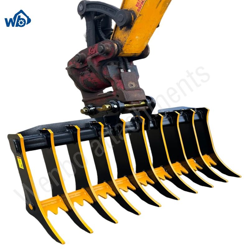Construction Parts Excavator Attachment Suitabe for Any Types Excavator Tilt Root Rake 1