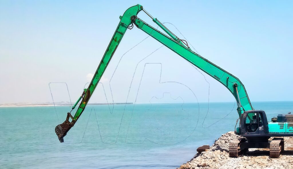 EIK 21.0m Long Reach for Kobelco SK500 working for breakwater maintenance 副本